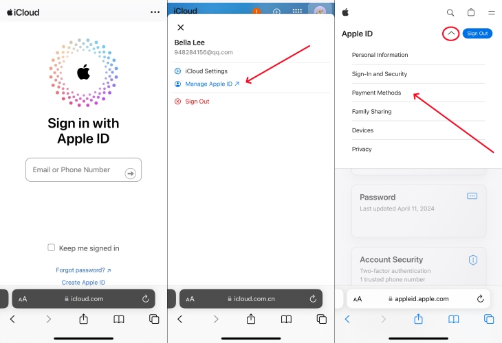 remove payment method at appleid.apple.com