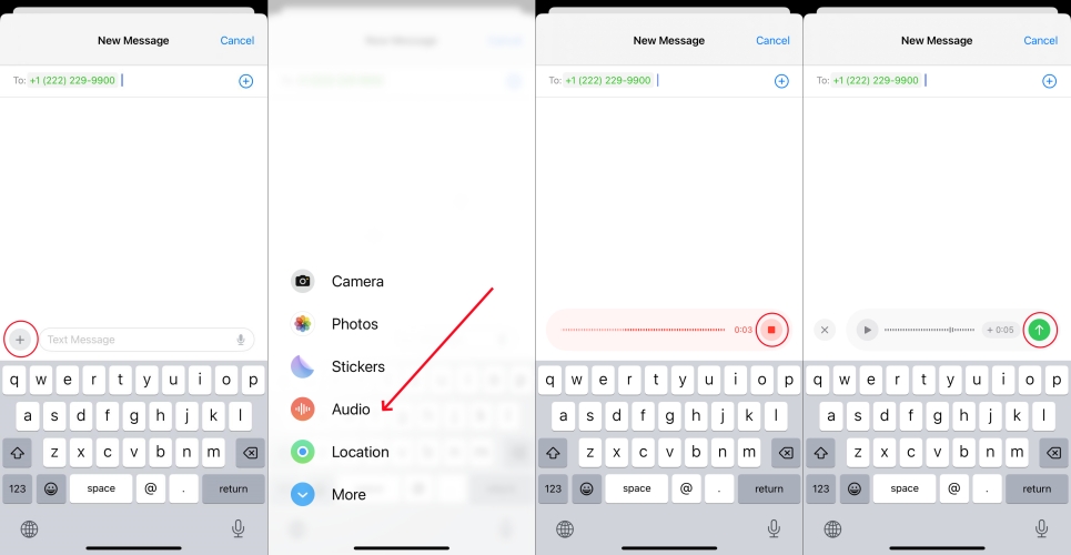 send audio messages on iphone