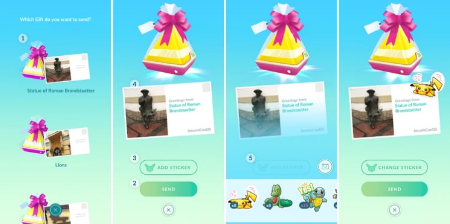 send gifts in pokemon go