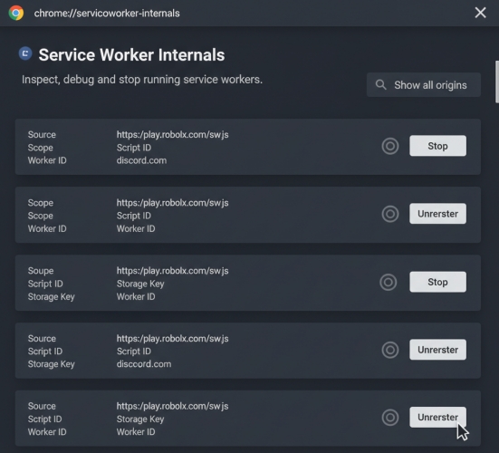 serviceworker internals for unblocked roblox
