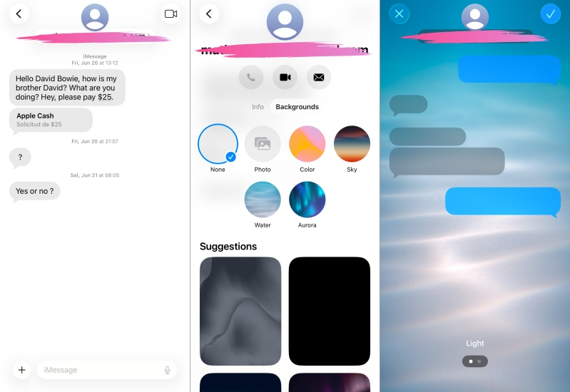 set background in messages