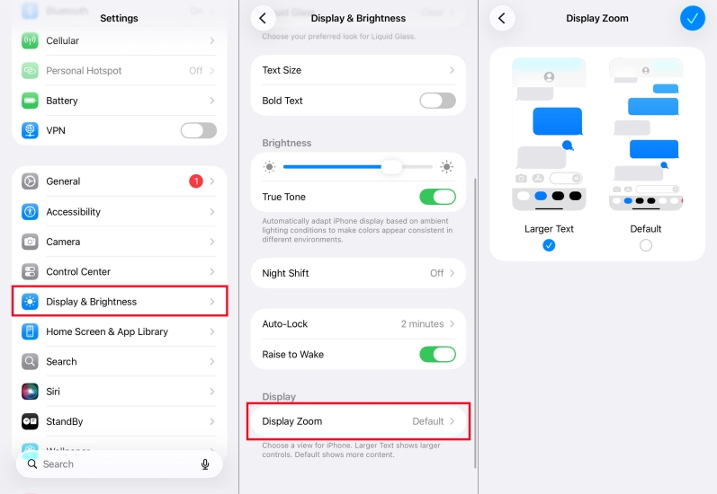 set display zoom on iphone