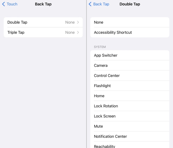 set double tap on iphone