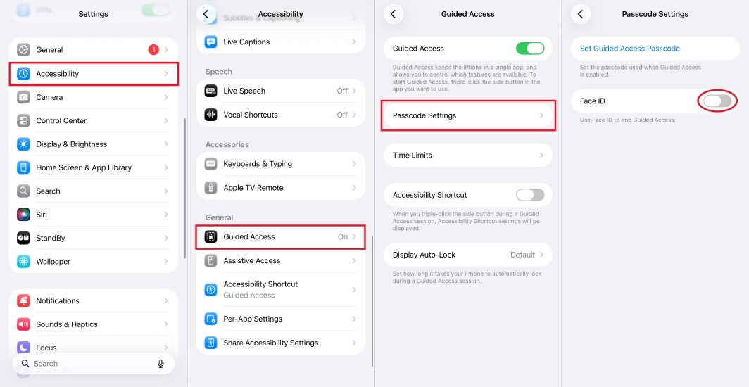 set face id for guided access