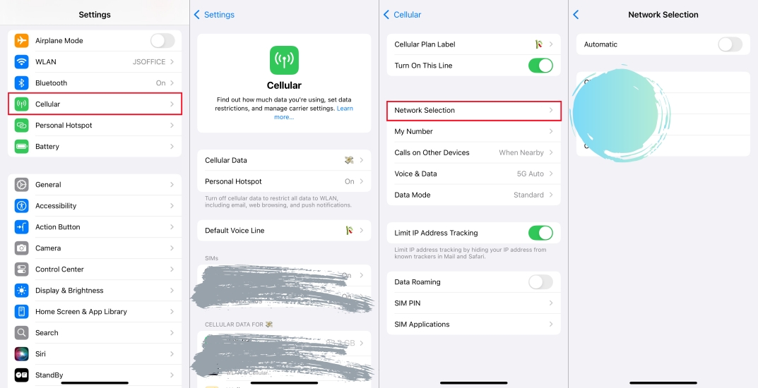 set network selection on iphone