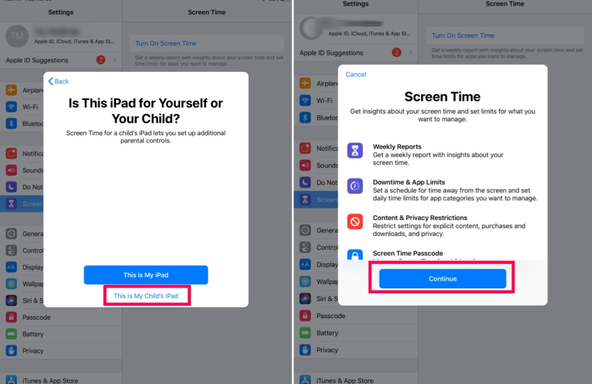 set parental controls for child ipad