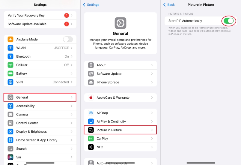enable picture in picture on iphone