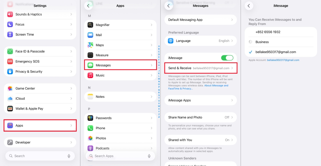 stop message from syncing on iphone