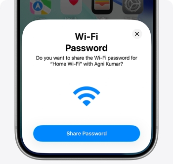 share wifi password on iphone to contact