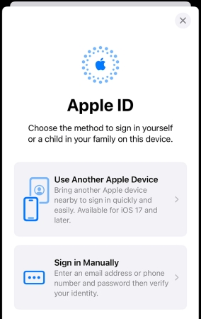 sign in apple id on iphone