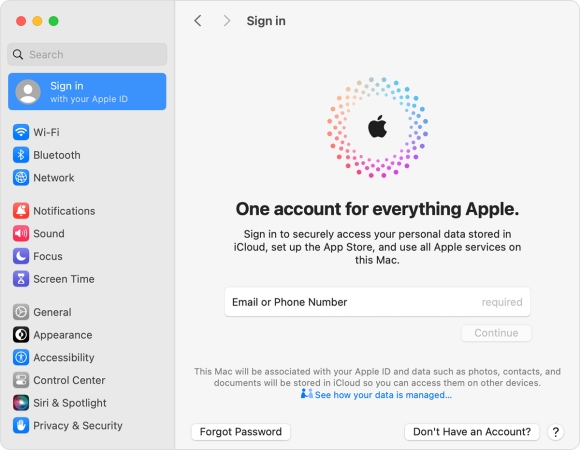 sign in apple id on mac