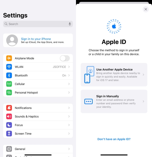 sign in apple id on new iphone