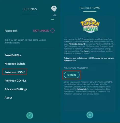 sign in pokemon home