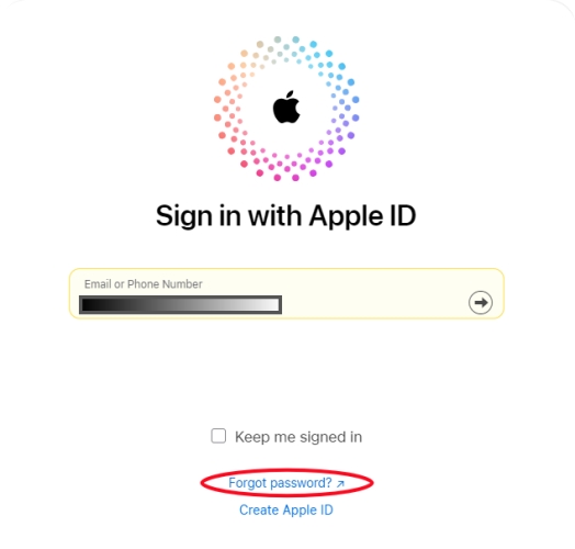 sign out apple id at icloud via new password