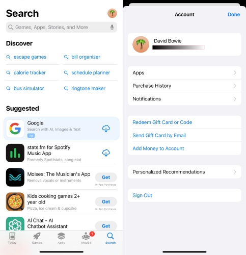 sign out apple id in app store on iphone