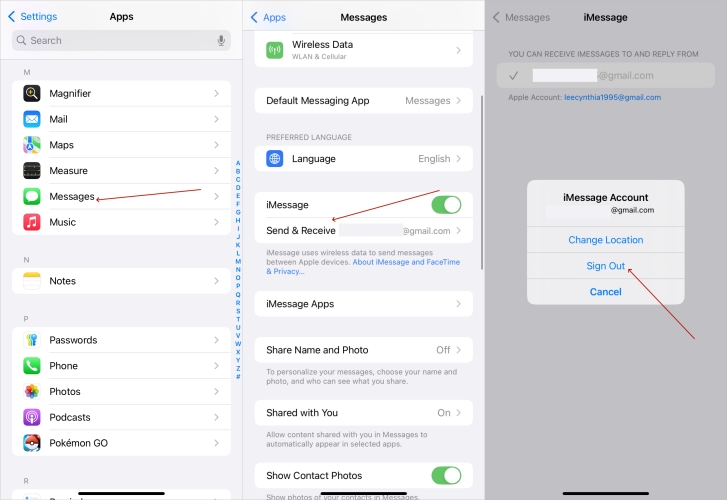 sign out imessage
