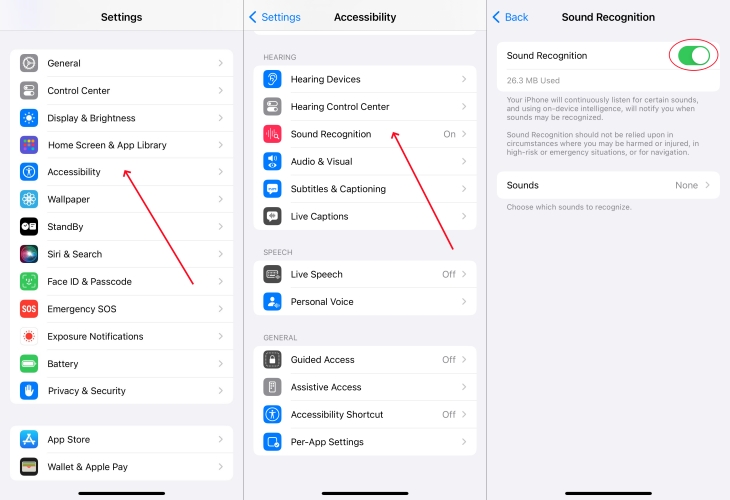 disable sound recognition on iphone