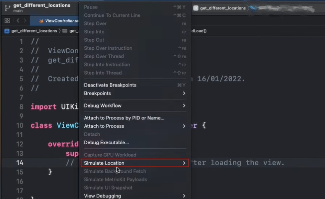spoof location xcode