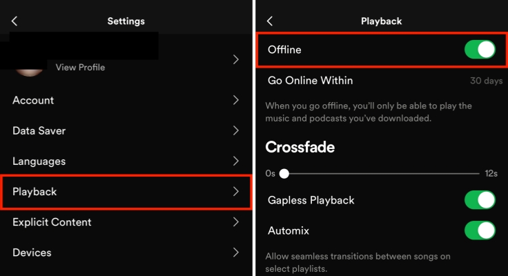 spotify off mode