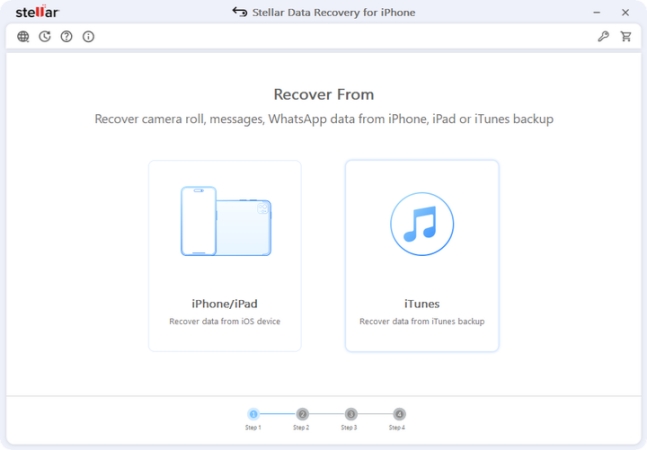 stellar iphone data recovery main interface