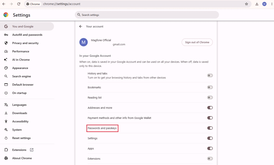 sync chrome passwords on desktop