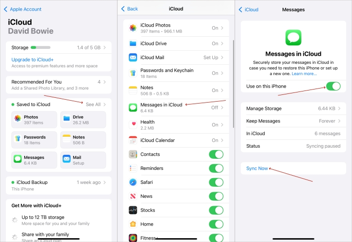 sync imessage in icloud