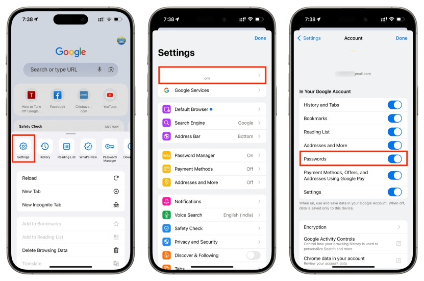sync passwords on iphone chrome