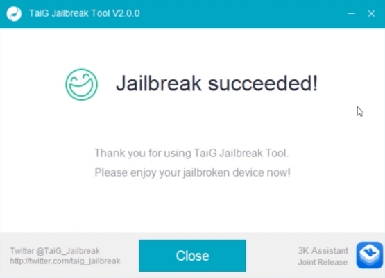 taig jailbreak successful page