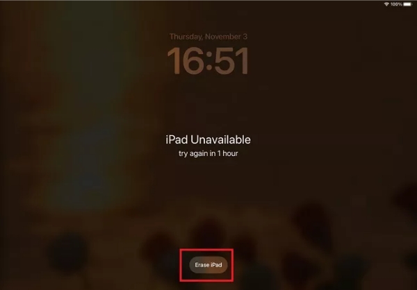 tap erase ipad on ipad unavailable