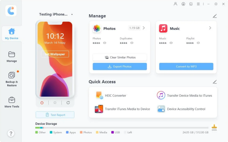 tenorshare icarefone interface