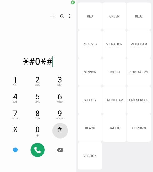 test mode menu samsung