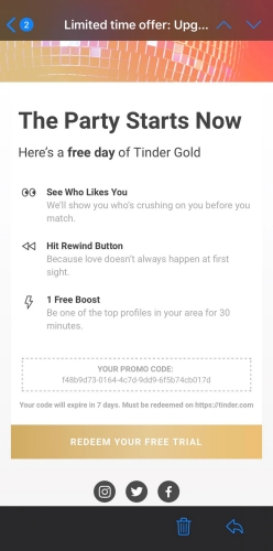 tinder gold free trail