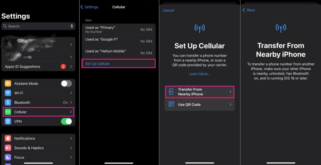activate esim using quick transfer