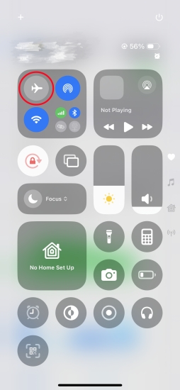 turn off airplane mode in control center