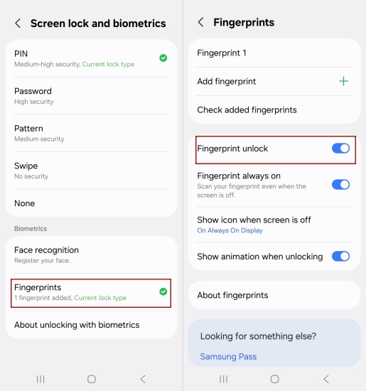 turn off android fingerprint
