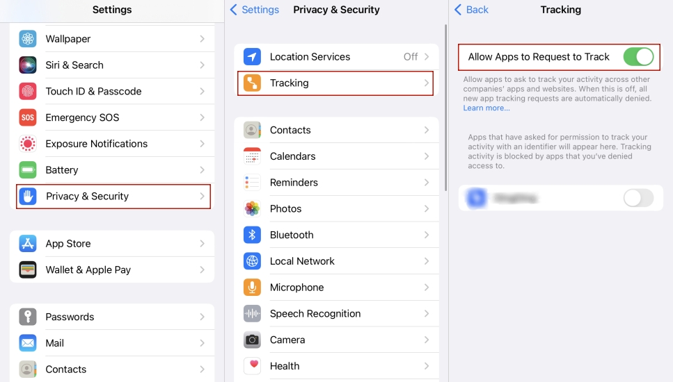 turn off app tracking iphone