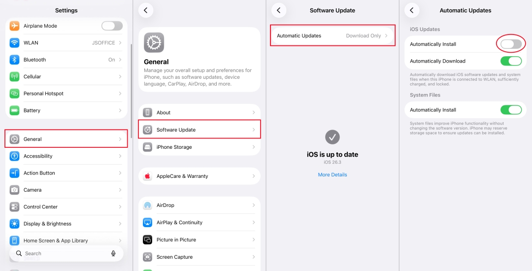 turn off automatic update on iphone