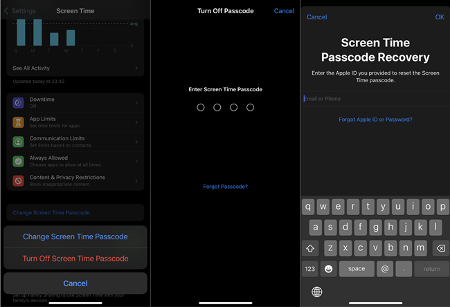 disable screen time on child device