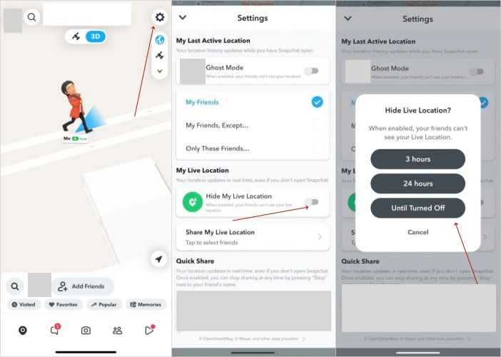 turn off live location on snapchat