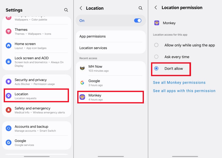 hide location on monkey app