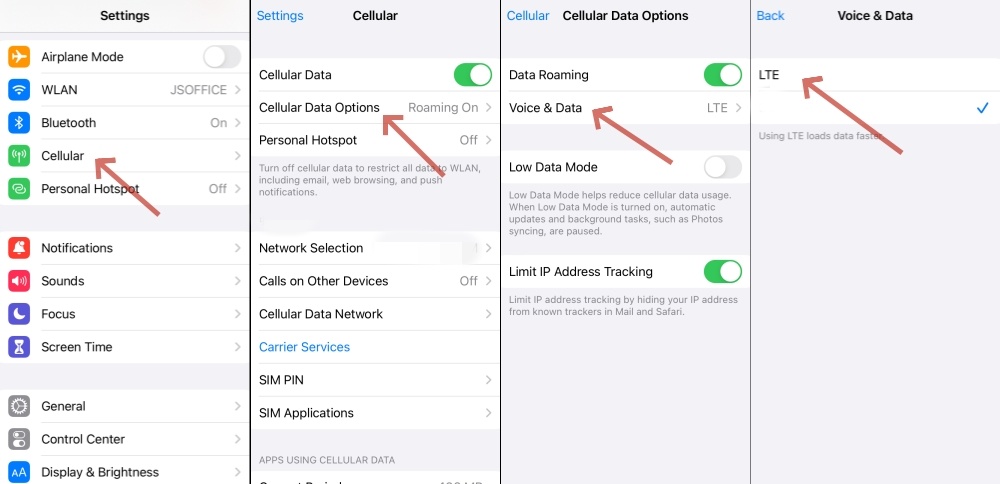 turn off lte on iphone