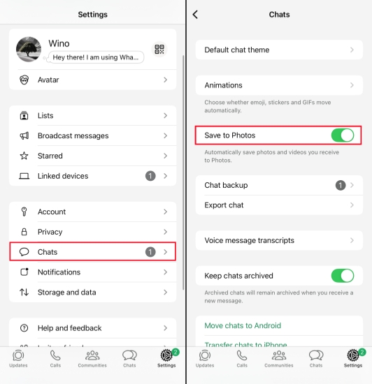 stop whatsapp auto save photos on iphone