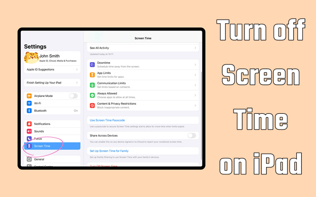 turn off screen time on ipad