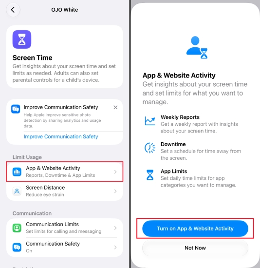 set downtime on iphone via family sharing