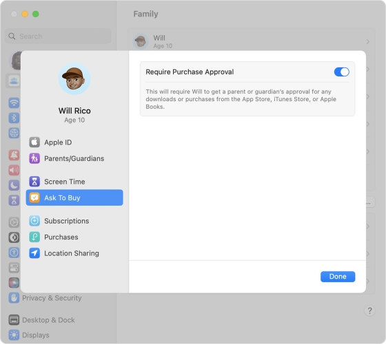 turn on ask to buy on mac