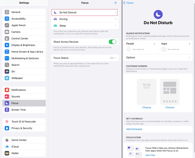 turn on do not diaturb on ipad