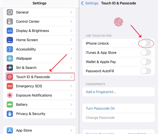 turn on iphone unlock
