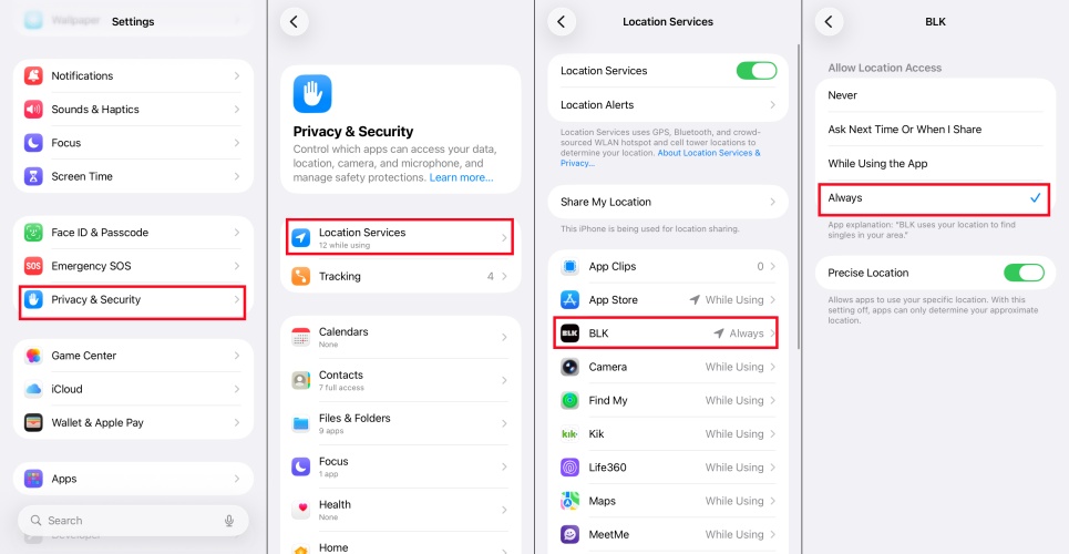 turn on location services on iphone