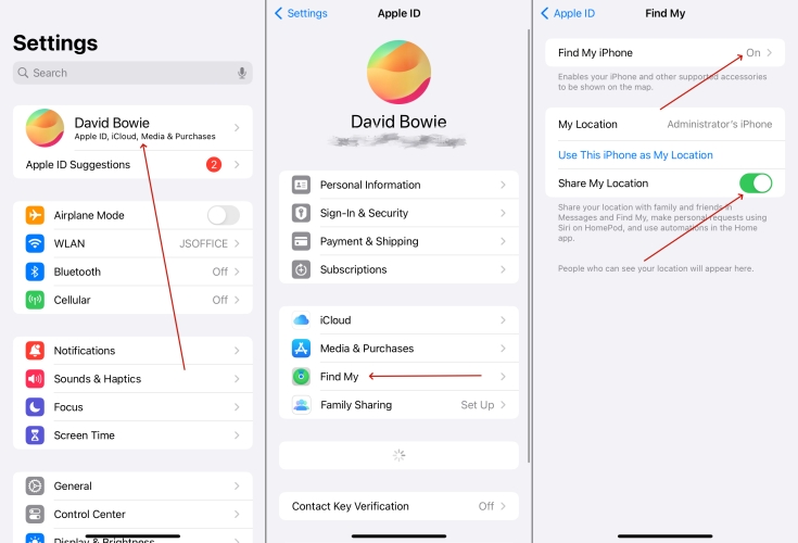 turn on location sharing in settings