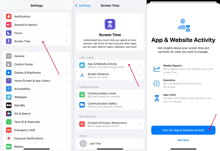 turn on screen time on iphone